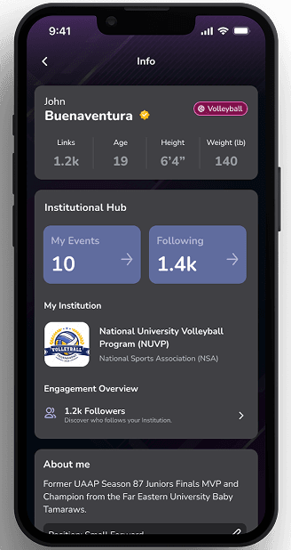 Elite Link Info profile on iPhone