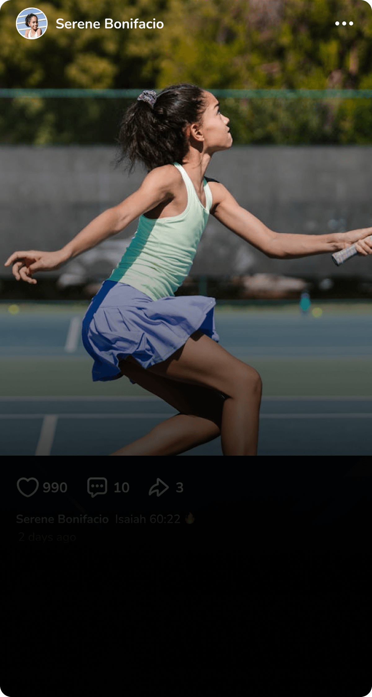 Athlete highlight post screen