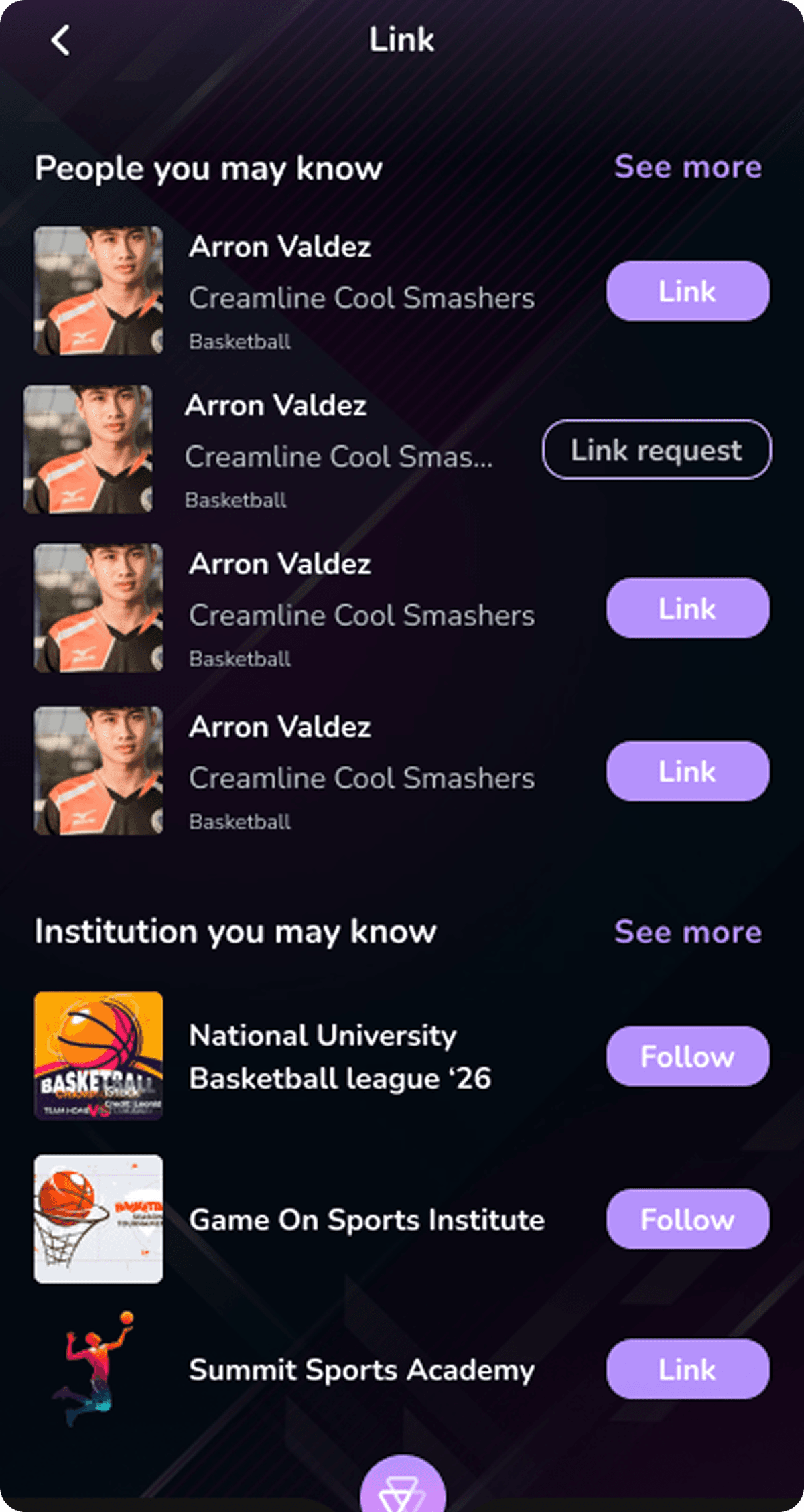 Community linking screen